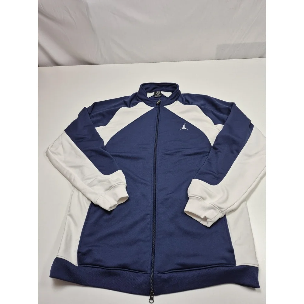 Jordan Track Jacket Mens XL Blue White Full Zip Colorblock Jumpman Logo Athletic